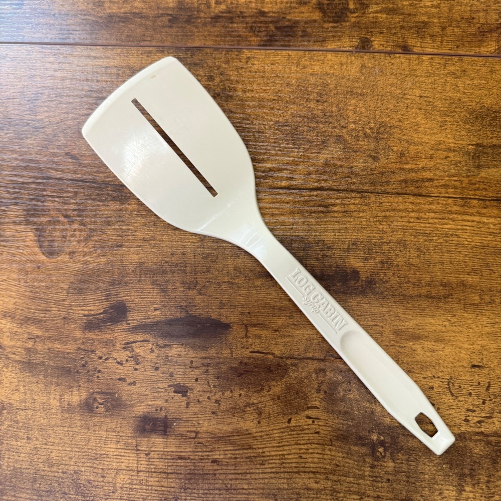 Vtg Log Cabin Syrup Cream Plastic Slotted Pancake Turner Spatula 10.5" Cottage